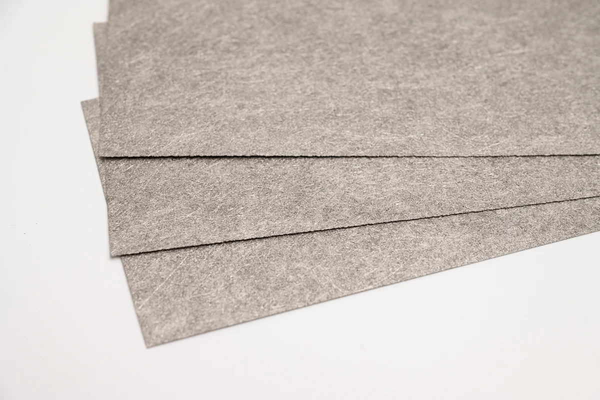 Titanium fiber felt sheets closeup for PEM electrolysis