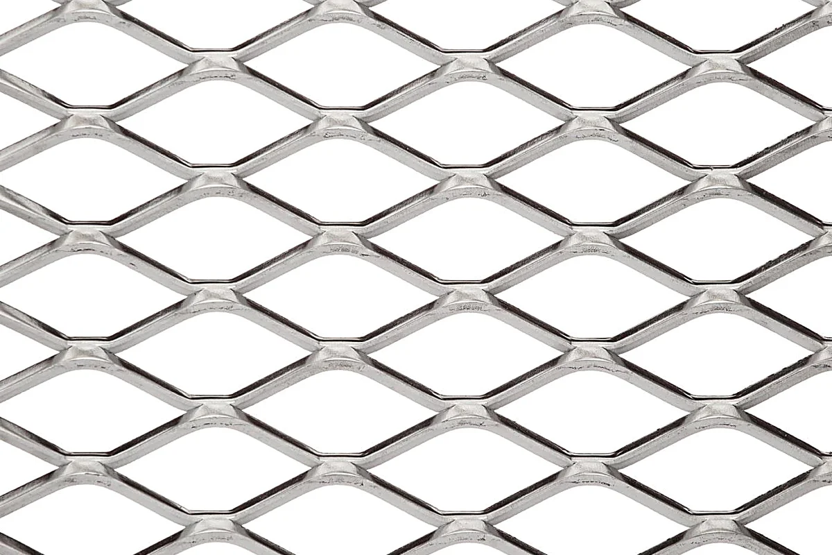 Titanium expanded mesh diamond openings closeup