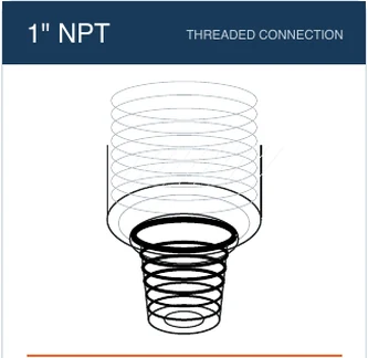 1 inch NPT threaded filter cartridge connection reference drawing
