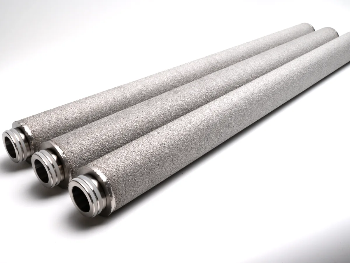 Titanium sintered powder filter elements, multiple pieces