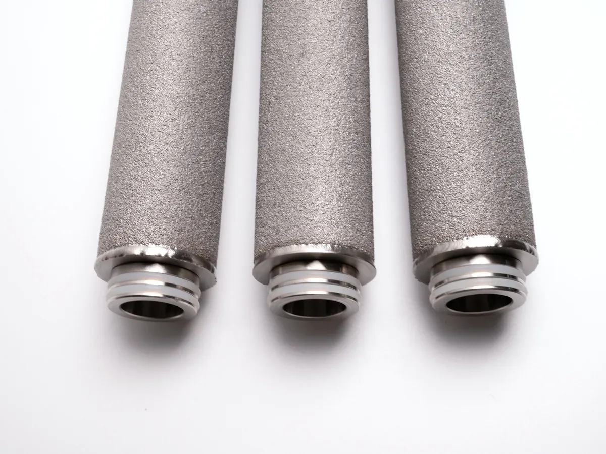 Titanium Sintered Powder Filter Element connection port close-up