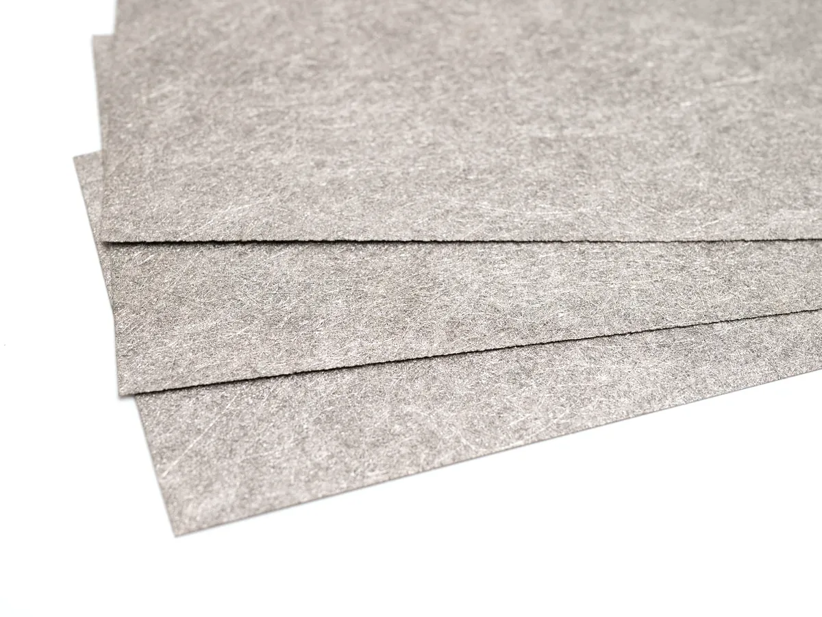 Titanium fiber felt sheets stacked