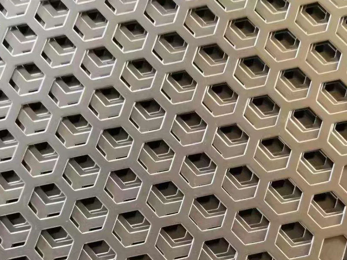 Titanium perforated sheet, hexagonal hole pattern