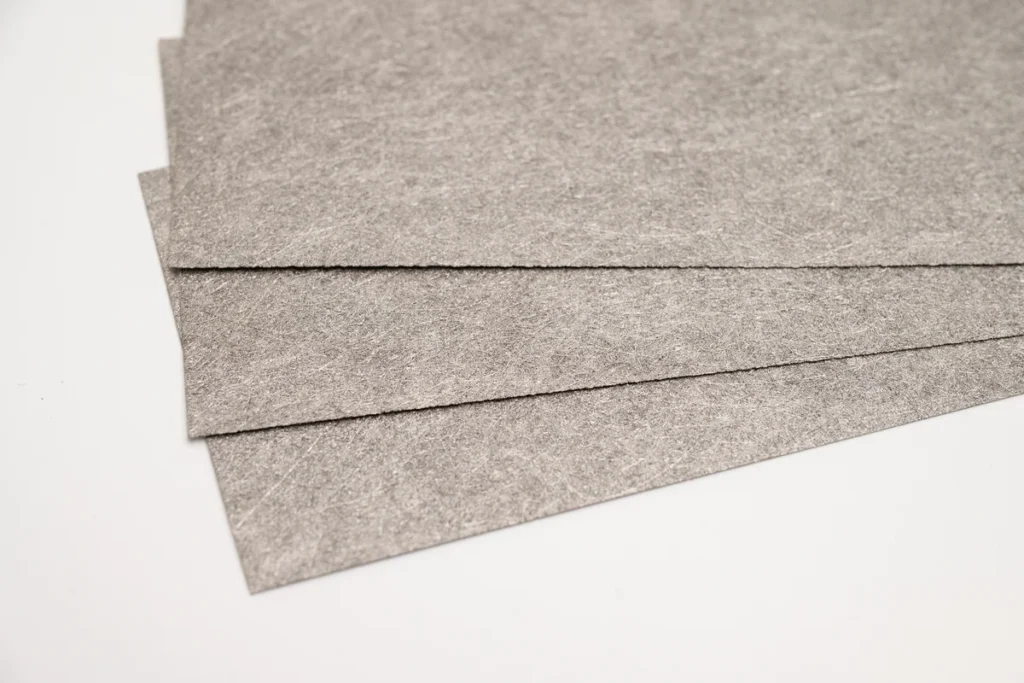 Titanium fiber felt sheets closeup for PEM electrolysis